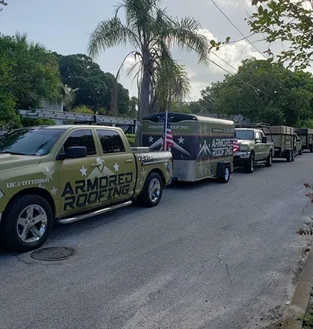 Armored Roofing Crew Trucks Florida