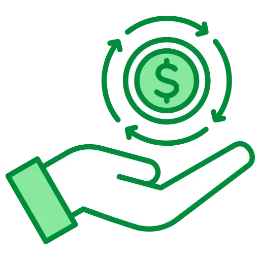 dollar over a hand icon