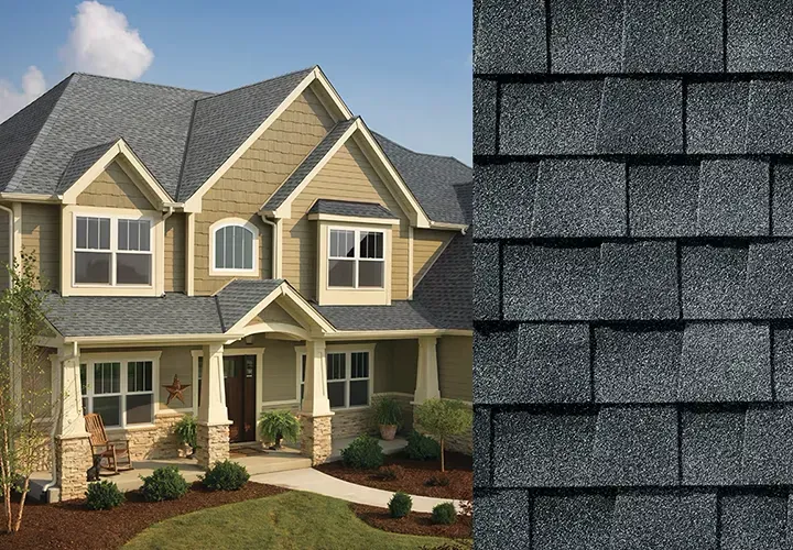Asphalt shingle roofing system (GAF/Owens Corning) on suburban home
