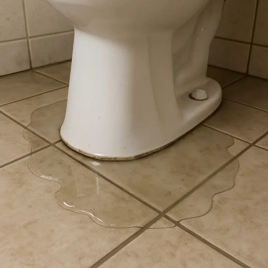 Toilet leaking at base in Bakersfield home requiring plumbing repair