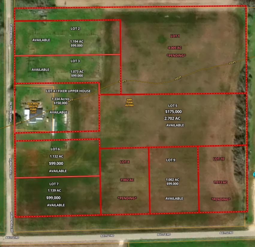 Available lots for sale in Beasley, TX
