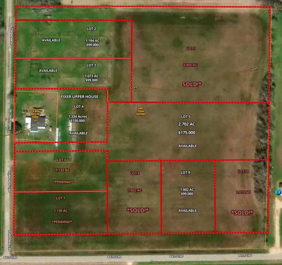 Available lots for sale in Beasley, TX