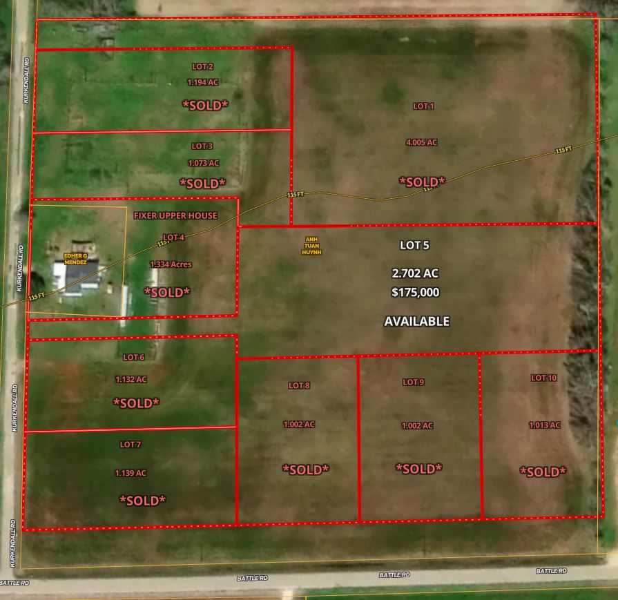 Available lots for sale in Beasley, TX