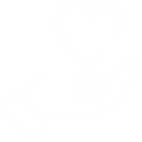 White line icon of a heart resting on an open hand, representing care, compassion, or support.