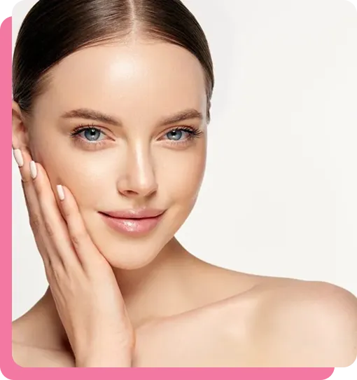 Gloss Medical Aesthetics & Laser website builder showing a woman with glowing, clear skin after a VI Peel chemical exfoliation treatment in Baltimore.
