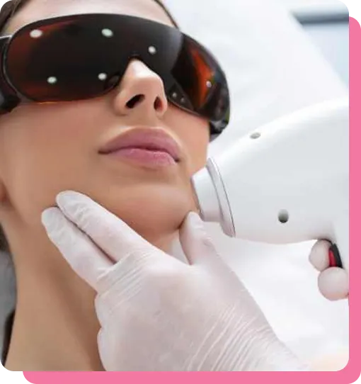 Gloss Medical Aesthetics & Laser website interface showcasing a clinical laser hair removal treatment using the Cynosure Elite IQ device in Baltimore.