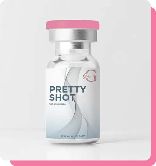 Gloss Medical Aesthetics & Laser website builder showcasing a Pretty Shot medical vial for clinical Vitamin Shot Therapy in Baltimore.