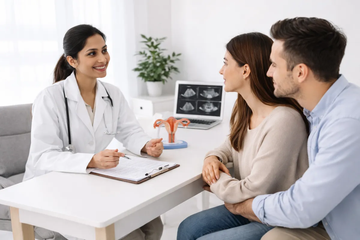 Patient meeting with a doctor to discuss fertility and conception support
