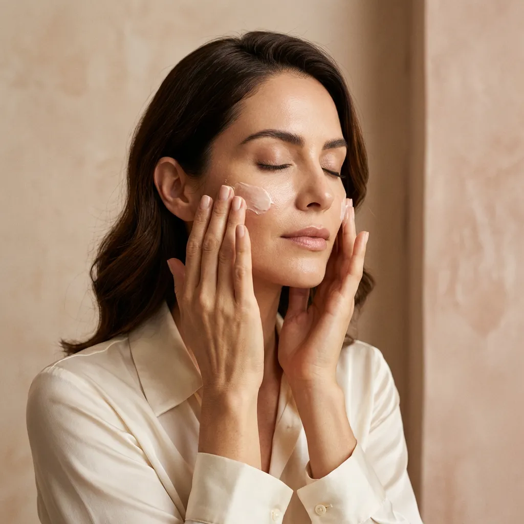 Mujer recibiendo una experiencia facial guiada, mostrando cuidado y proximidad