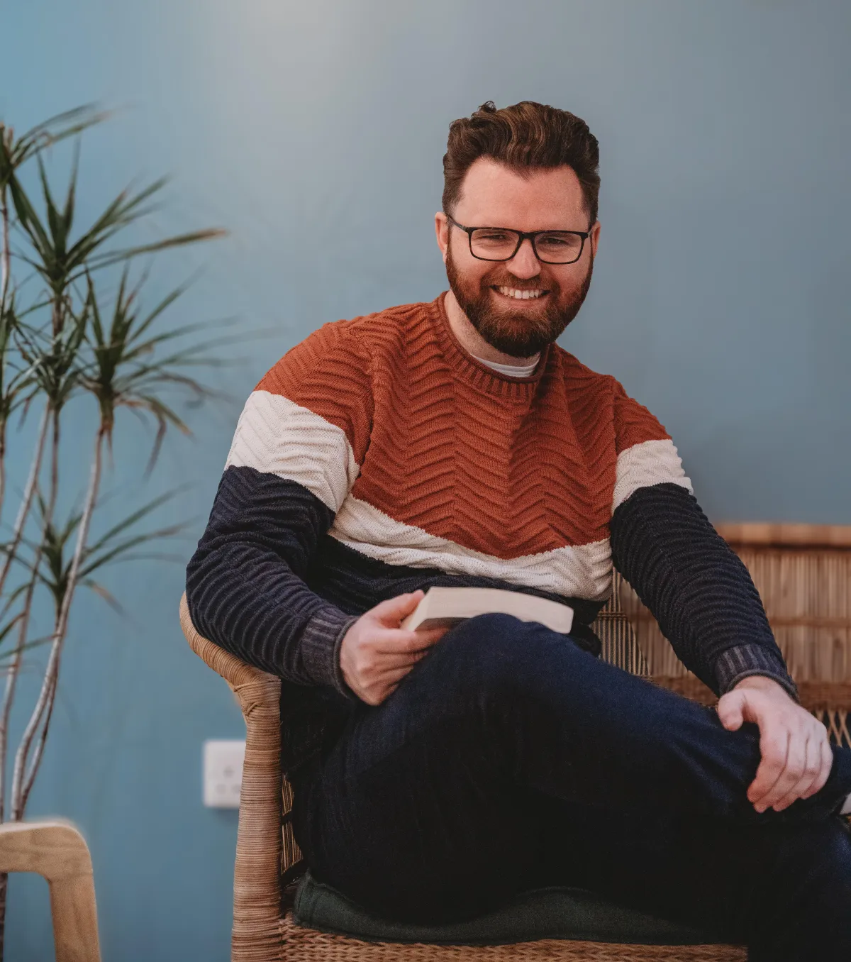 Nathen Johns reading a book