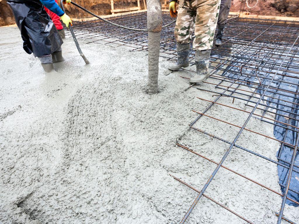 Post-tension cables laid out for engineered concrete foundation