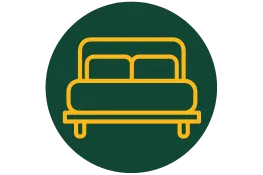 Logo of a bed symbolizing the private bedrooms for students living at Bear Creek At Baylor.