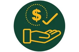 Logo symbolizing affordability for students who choose to live at Bear Creek At Baylor while attending Baylor University.