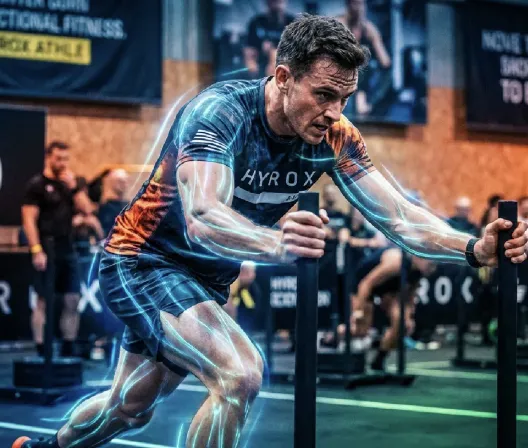 Illustration dynamique d’un coach sportif guidant un groupe diversifié de participants lors d’un webinaire interactif, ambiance lumineuse, arrière-plan épuré, style classique, composition énergique, tous concentrés sur l’écran principal.