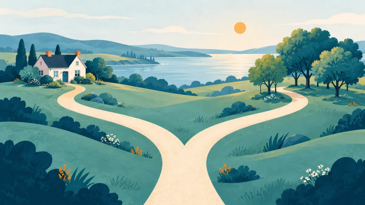 A path that splits into two directions showing a clear choice