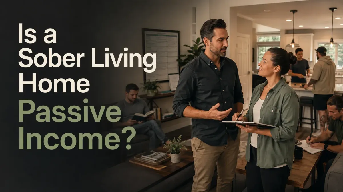 Sober living operator and house manager discussing operations inside a shared home