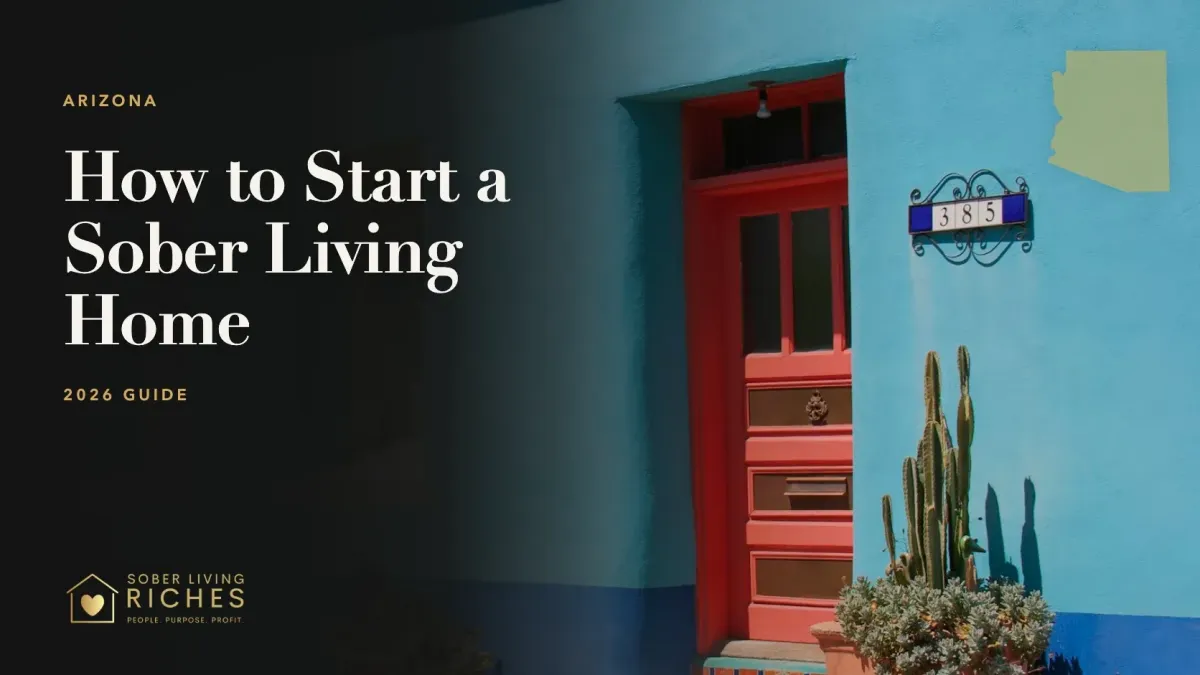 Arizona adobe home with cactus and a state silhouette for the sober living guide