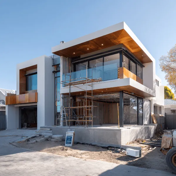 Modern residential home under construction in Perth, showcasing contemporary design and quality building standards for new home builds in Western Australia