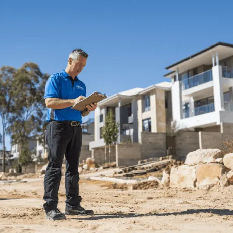Independent building broker providing construction phase support in Perth, inspecting residential building progress and workmanship on a Western Australian construction site