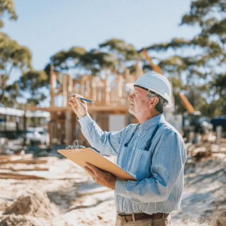 Independent building consultant inspecting residential construction quality in Perth, reviewing workmanship and site progress during the construction phase in Western Australia