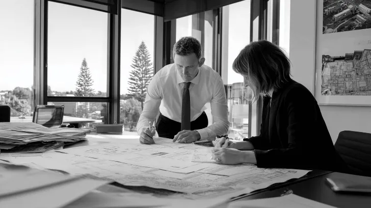 Building designer advice consultation process showing block assessment and design review in Perth