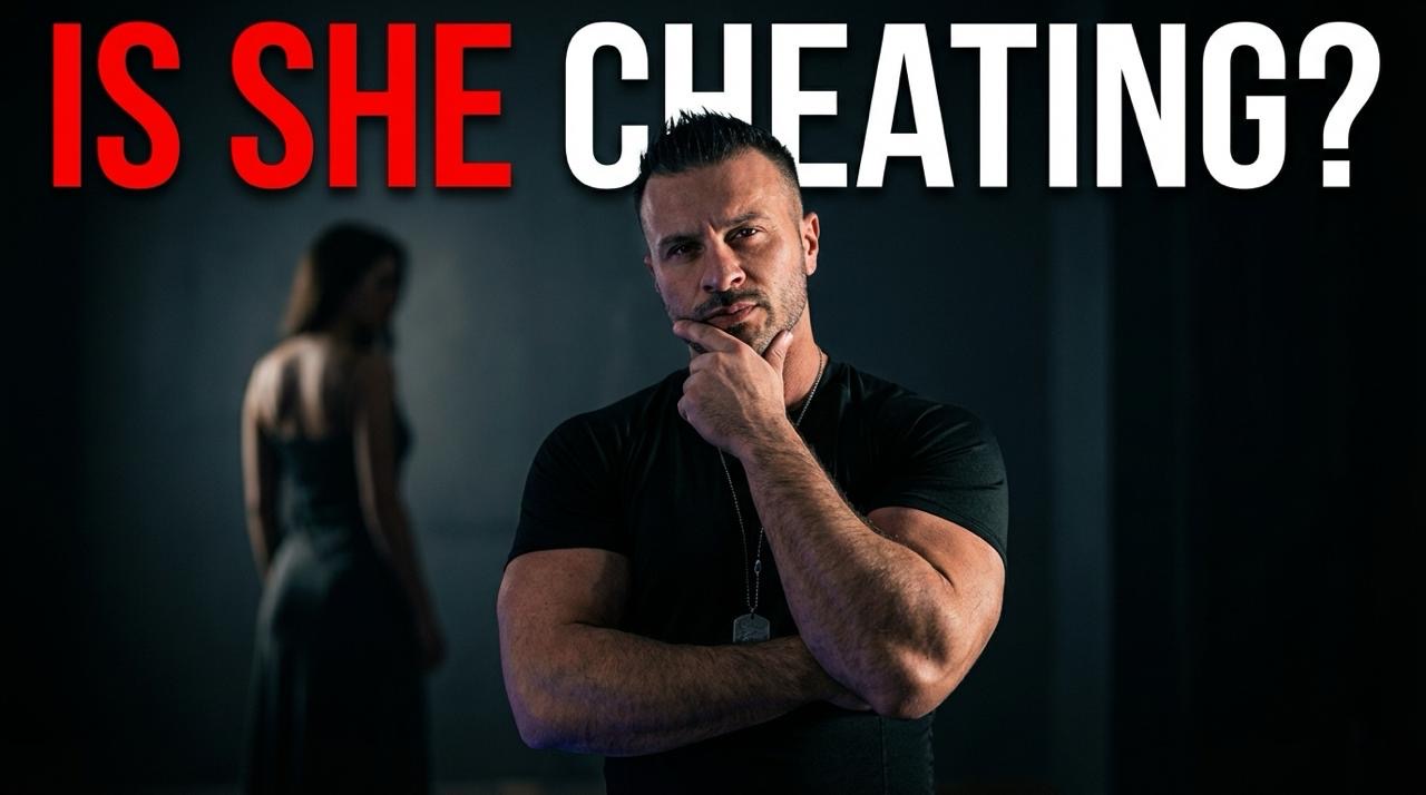 A suspicious woman looking away while texting