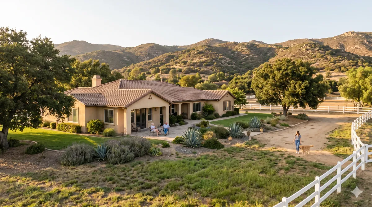 Blossom Valley home in El Cajon, California with acreage, rolling hills, and East County mountain views