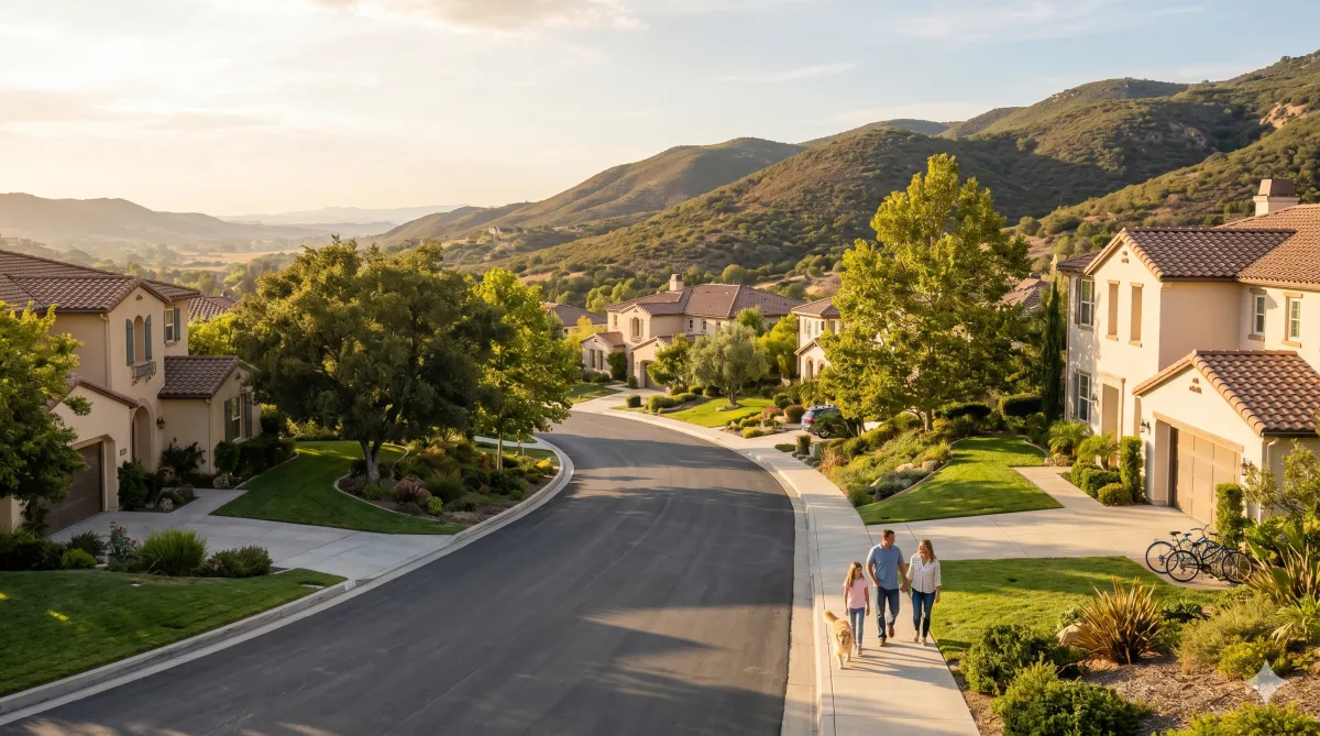 Large custom home in Deercreek, Alpine, California with mature landscaping and foothill surroundings