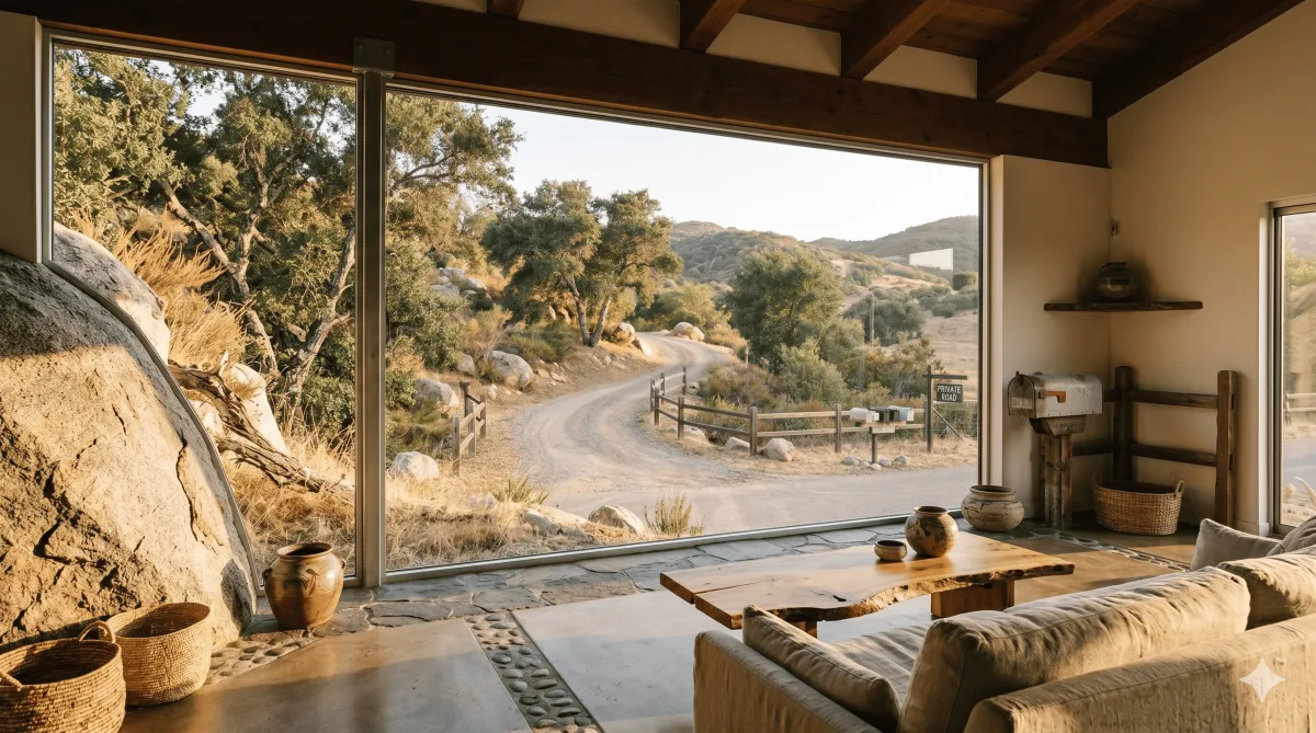 Large East County San Diego property with open space, mature trees, and mountain views offering privacy and seclusion