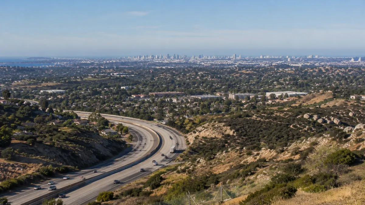 Scenic drive along Interstate 8 through the foothills between Alpine and San Diego California
