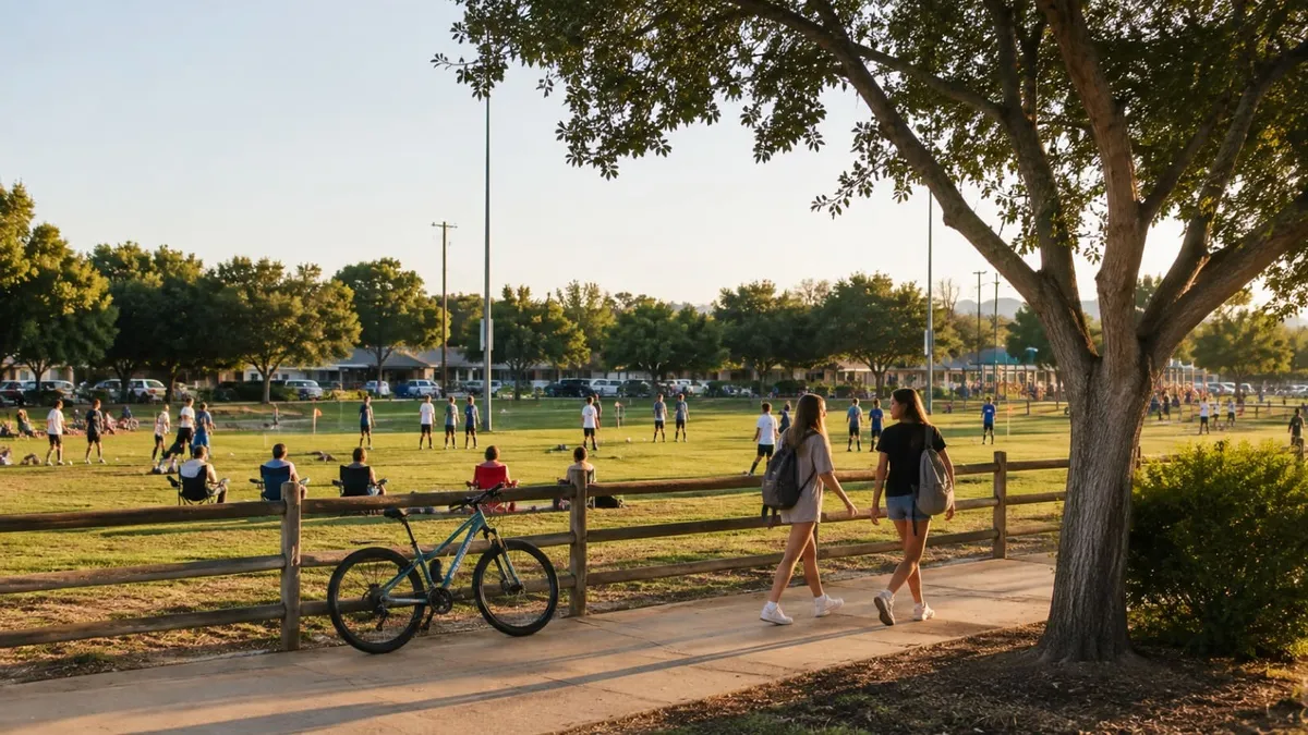 Kids and teenagers enjoying outdoor activities in the foothill setting of Alpine California
