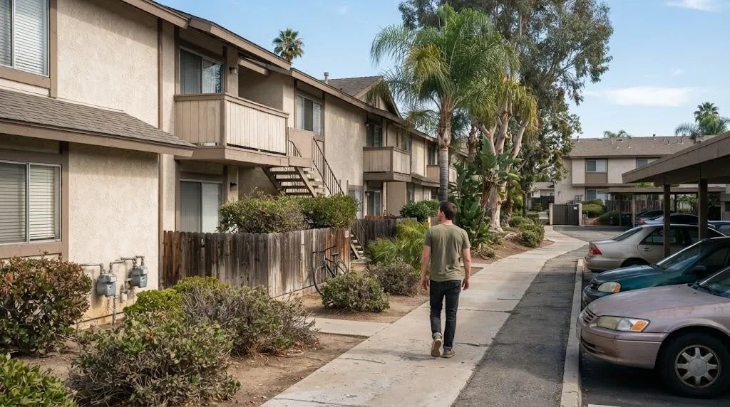 First-time San Diego home buyer touring a condo as an entry point into homeownership
