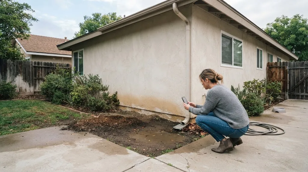 California homeowner documenting a hidden property problem discovered after purchasing a home