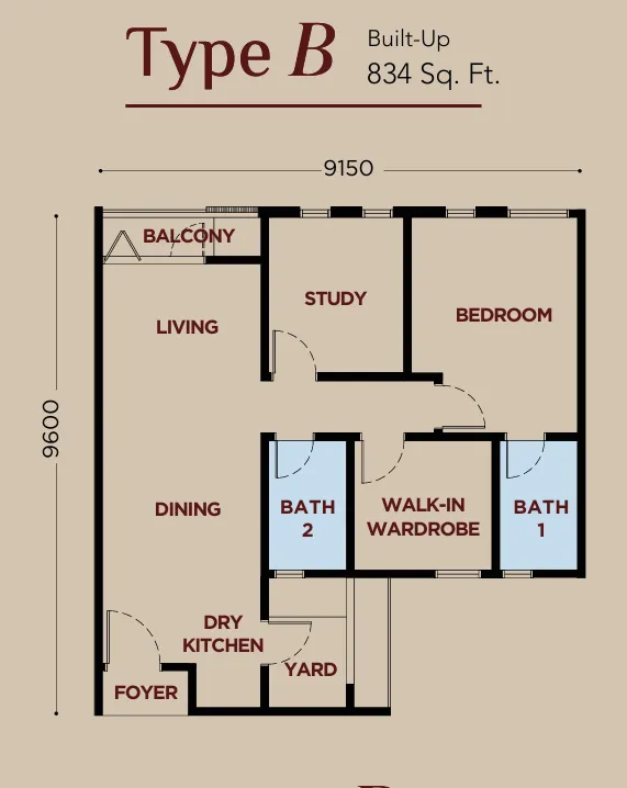 Bayu Residence  'Type B' layout plan at Bayu residence sabah damaian at