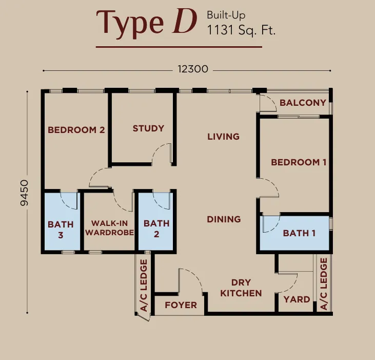 Bayu residence 'Type D' layout plan at Bayu residence sabah damai 