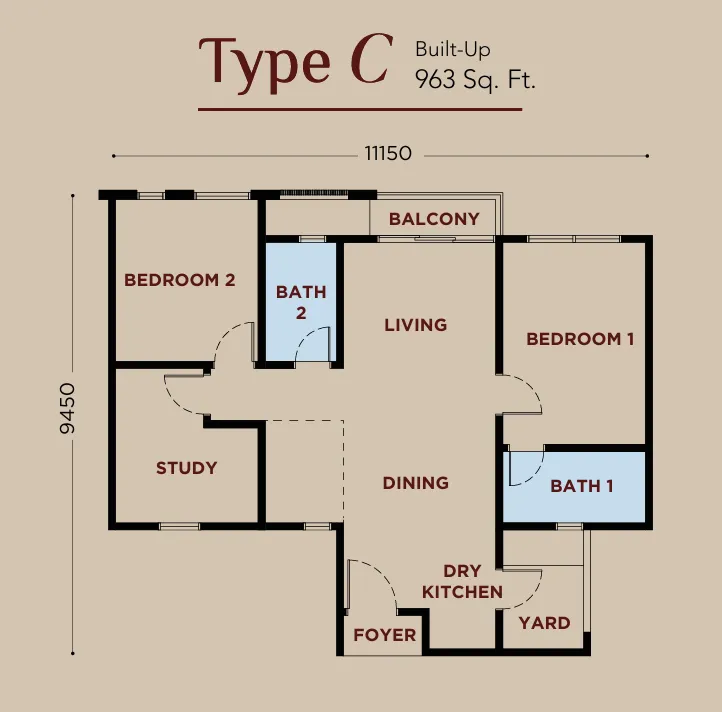 Bayu Residence 'Type C' layout plan at bayu residence damai