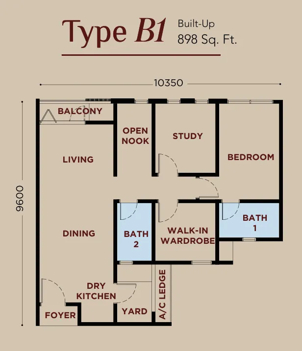 Bayu residence 'Type B1' layout plan at Bayu Residence Damai Sabah 