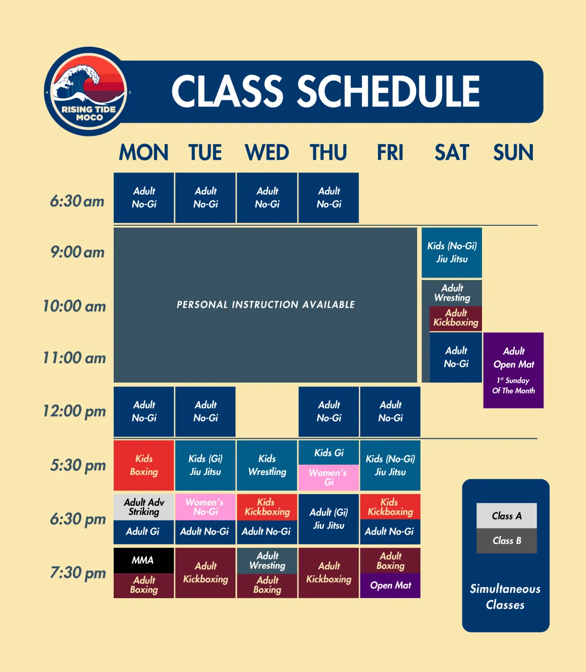 Rising Tide Moco Class Shedule