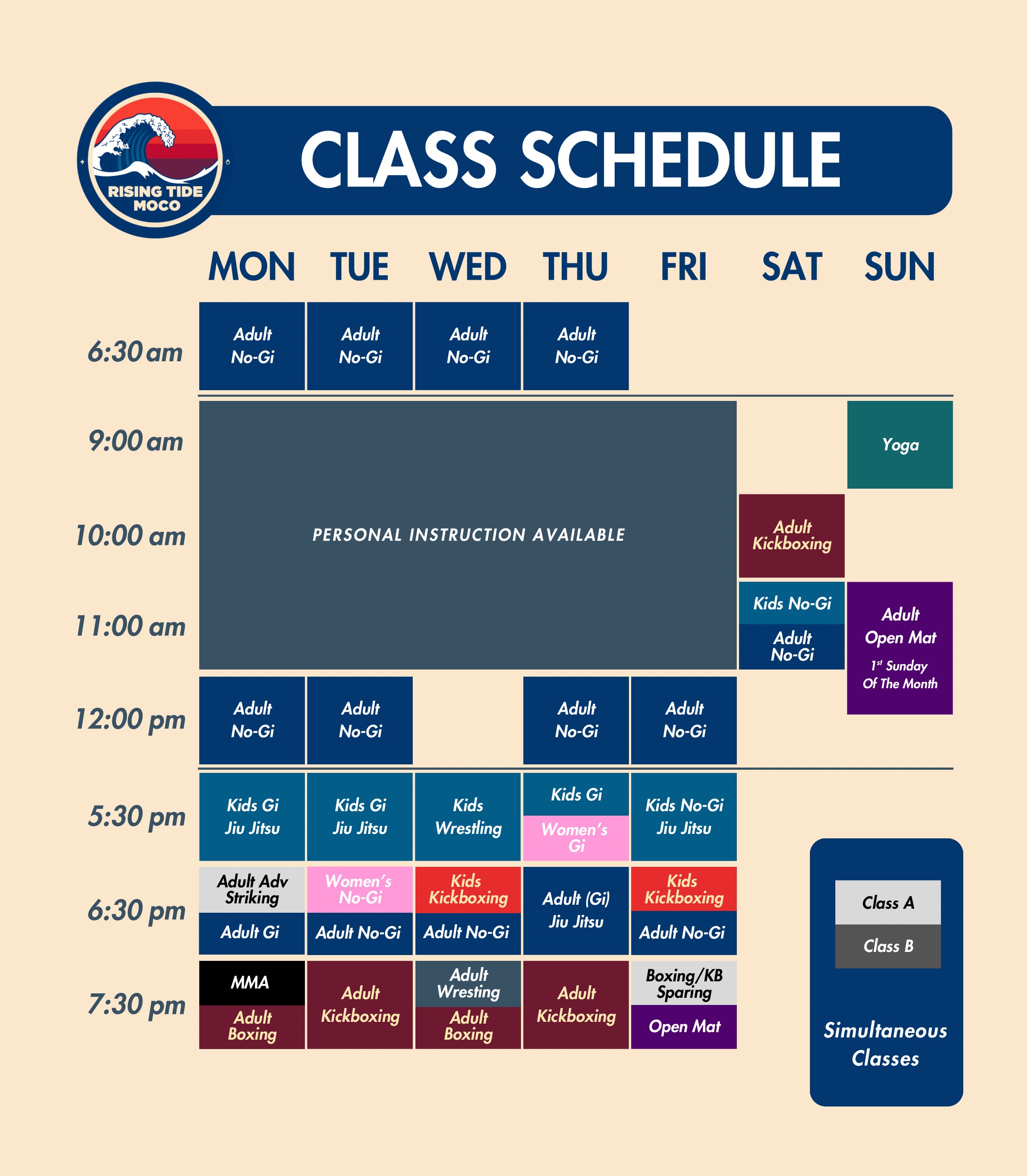 Rising Tide Moco Class Shedule
