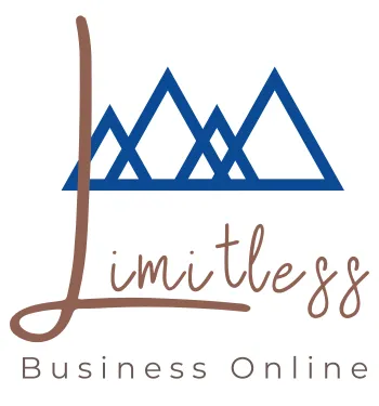 logo limitless business online mountains with words