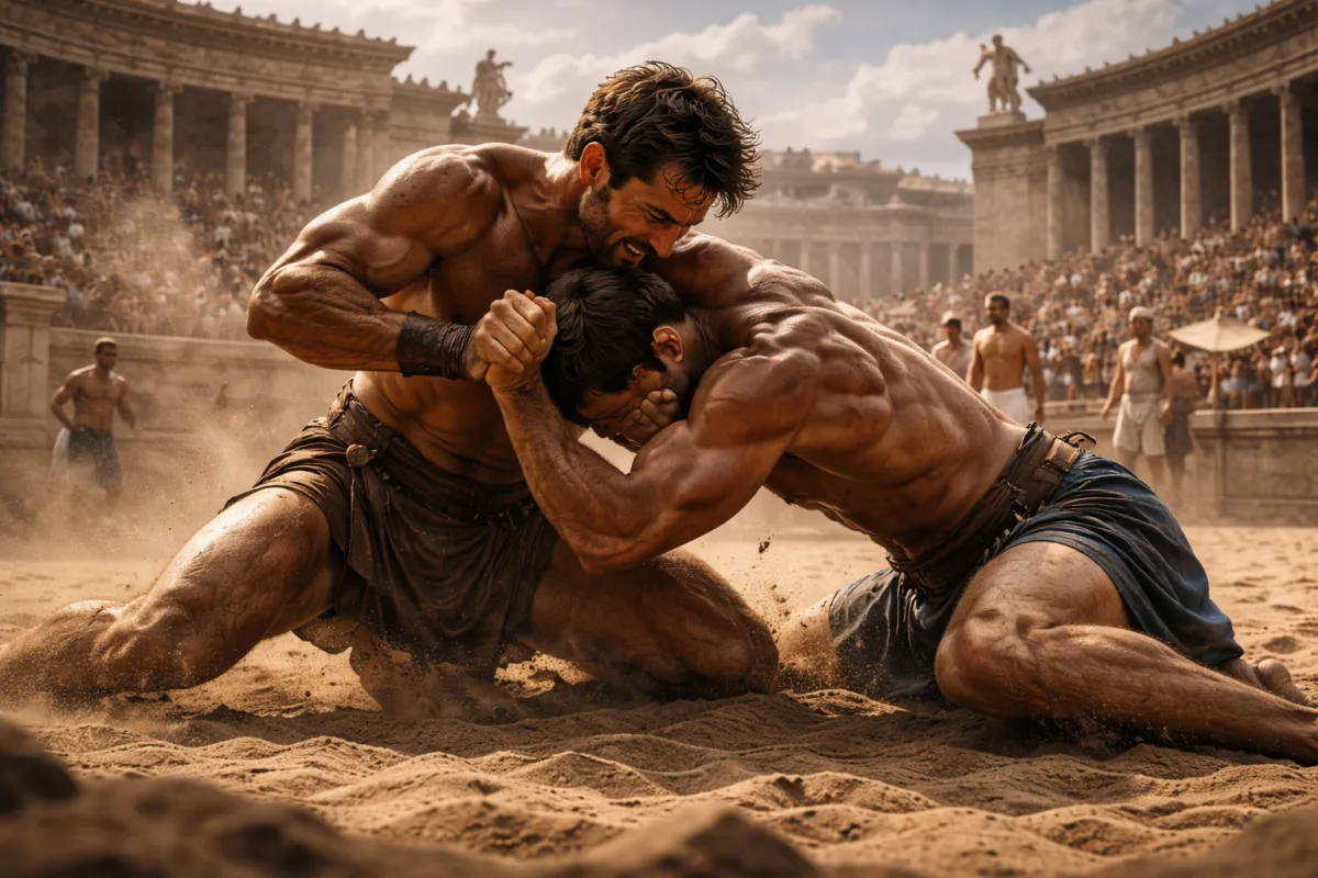 The brutal combat sport Pankration is added to the Olympic Games in ancient Greece.