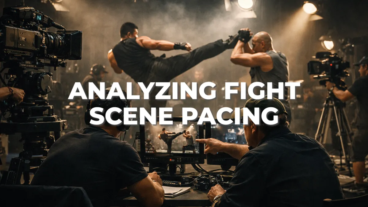 Focused actors rehearsing an intense fight scene.