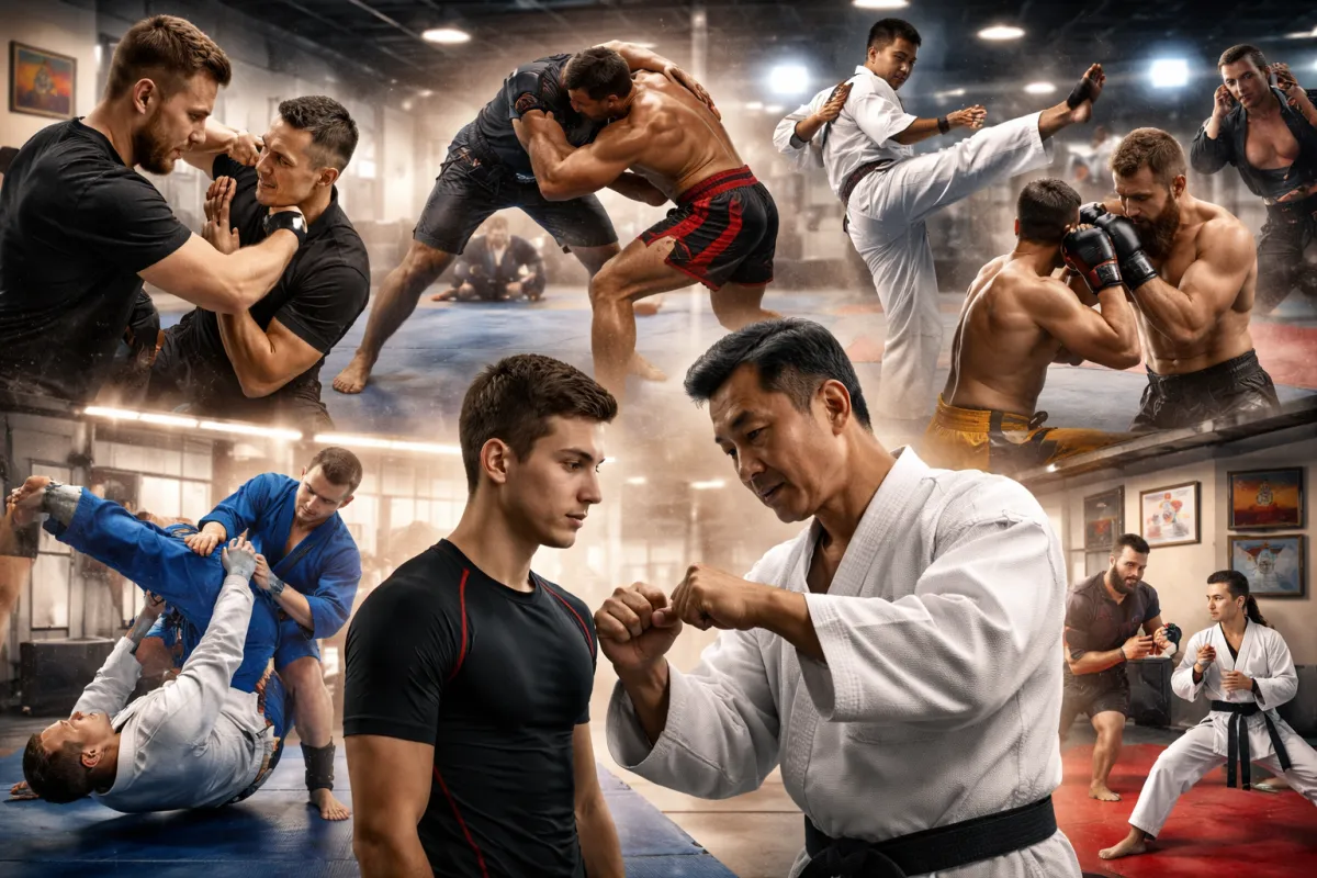 Martial arts in action across disciplines.