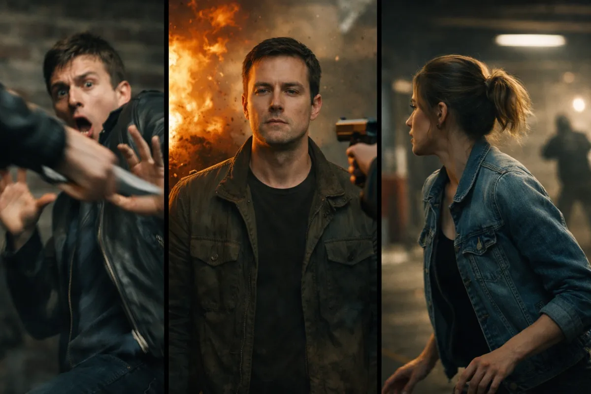 Reactions to danger in film stills
