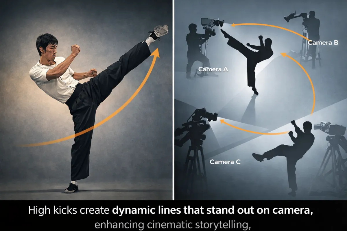Cinematic high kick motion and angles