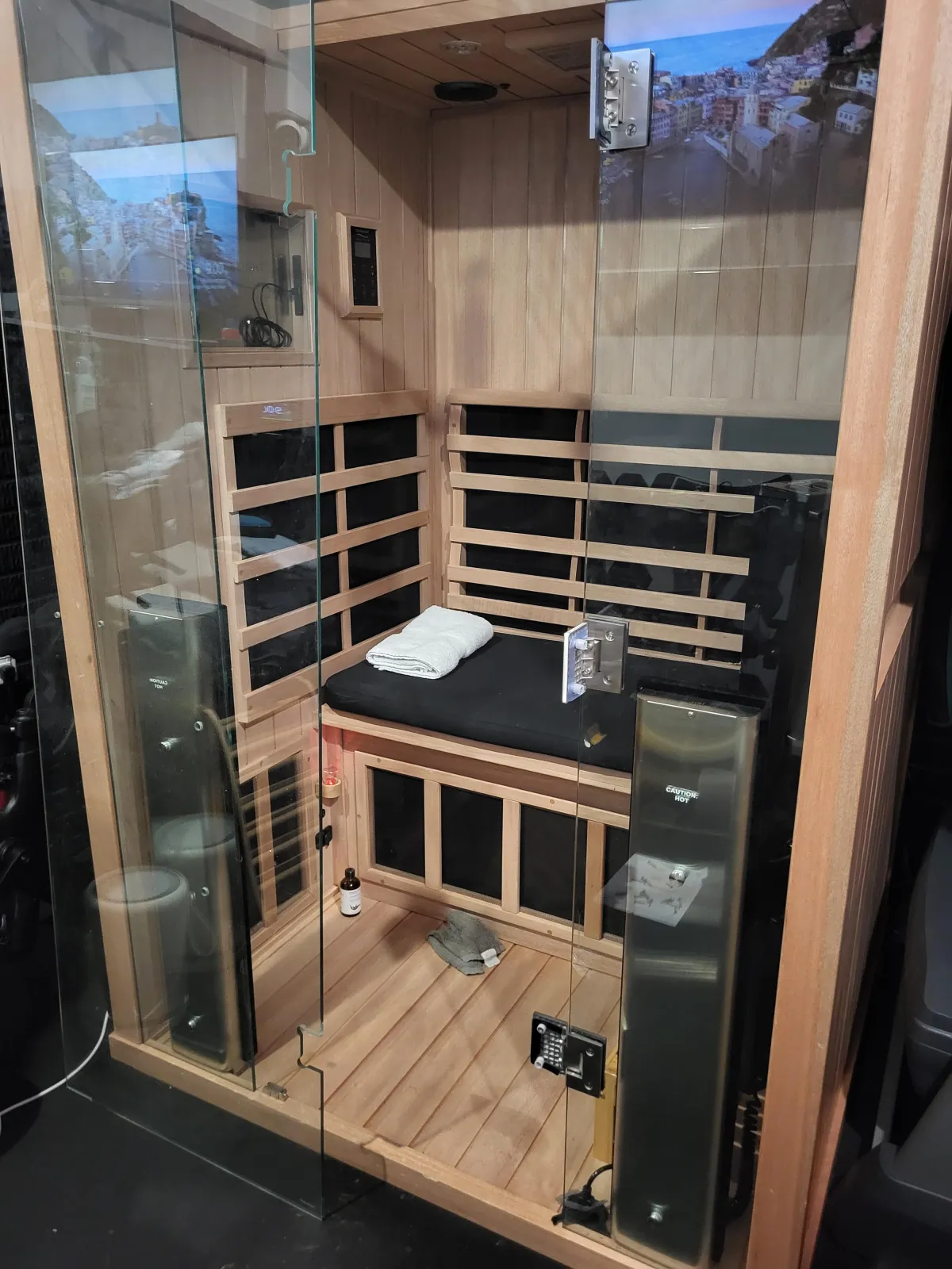 assembled sauna after moving it