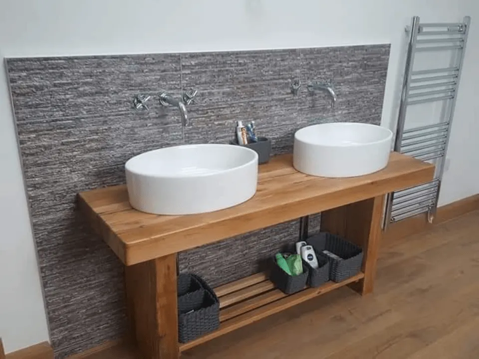 Custom bathroom units that our joinery services installed for a customer