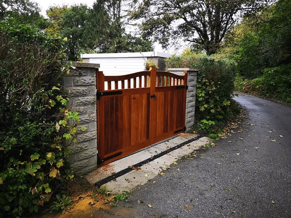 Outside double-gates that we designed, built and fitted