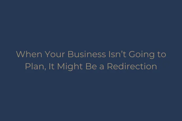 When Your Business Isn’t Going to Plan, It Might Be a Redirection