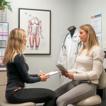 A minimalist icon representing initial assessment at Back in Action Chiropractic in Las Vegas, NV. The icon features a clipboard with a checklist or a diagnostic chart, symbolizing a comprehensive evaluation of the patient's needs. The design is in black on a white background for a clean, modern look.